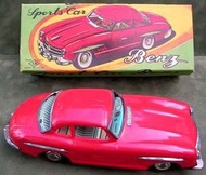 Vintage Mercedes 300SL TIN CAR 1950’s 古董平治鐵皮玩具車 車頭燈可亮 made in Japan