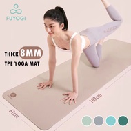 FUYOGI Yoga Mat 8MM TPE Non-Slip Fitness Tasteless Thickened Beginner Double-Sided Workout