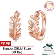 BAMOER ต่างหูแฟชั่นเงินแท้925ต่างหูแบบห่วงแบบเรียบง่ายต่างหูแบบคลาสสิคสำหรับผู้หญิงสร้อยคอเครื่องประ