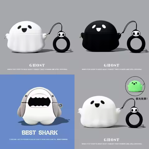 3D Cartoon For Sony WF-1000XM4 Case Shark Cute Silicone Soft Shockproof Headset Case Protective Cove