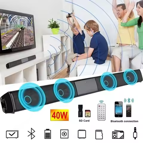 High Quality Smart Wireless Bluetooth Speaker High Power Wallmounted 40w Sound Bar Stereo Home Theat
