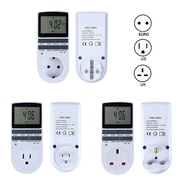 Electronic Digital Timer Switch EU US UK Plug Kitchen Timer Socket Outlet 220V 110V 7 Day 12/24 Hour