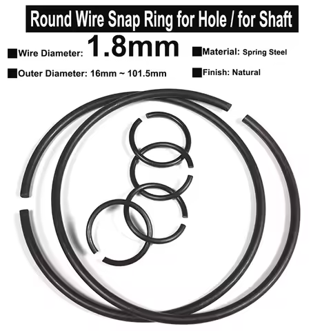 Yiqianyuan 10Pcs Wire Diameter 1.8mm 65Mn Steel Round Wire Snap Rings for Hole Retainer Circlips for