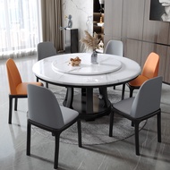 ZS solid marble table round dining table, solid wood rubber base with marble table top, free turn able lazy Susan