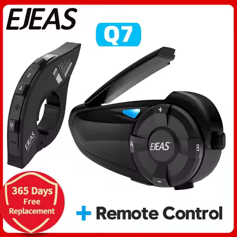 EJEAS Q7 Bluetooth 5.1 Motorcycle Helmet Headset Intercom Up to 7 Riders Wireless Waterproof Interph