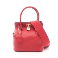 【二手】愛馬仕 HERMES 手提包 Toolbox 20 朱紅色皮革 Toolbox 20 女士二手 A