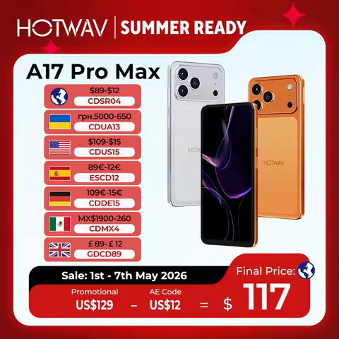 HOTWAV A17 Pro Max Ultra-Thin Smartphone 6.75'' 120Hz 3.5mm Headphone Jack Mobile Phone 4GB 256GB An