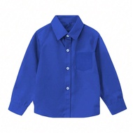 Tween Boys Shirts Long Sleeve Shirts Wedding Uniform Party Shirts With Pocket Royal Blue Size 6-16Y