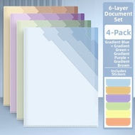 Good | Multi-layer Transparent A4 Size 6-page File Folder Thick L-shaped Organizer