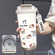 Hello Kitty Coffee Cup，A Design，With colored ribbons，Insulated Kitchenware Thermos Cooling Bottle Co