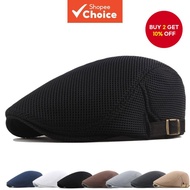 Men'S Breathable Durag for Men Mesh Beret Adjustable Hat British Sun Protection Sunshade Forward Cap