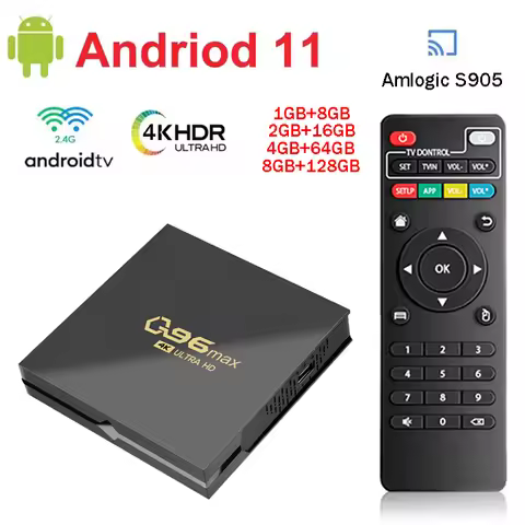 Android 11.0 TV Box Q96 Max 8GB 128GB NO BT Amlogic S905 Quad Core 4G WIFI Remote Media Player 4K Se