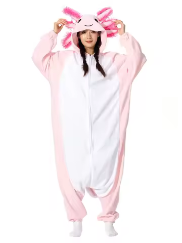 Halloween Onesie Pink Axolotl For Women Men Adult Animal Kigurumis Pyjamas Cartoon Pajama Homewear C