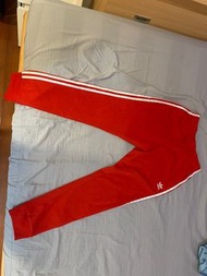 Adidas original 愛迪達 三葉草 紅色長褲 三線褲