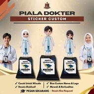 Piala Akrilik Graduasi Uniform Doktor Custom Sticker + Kotak Mika | Trophy Anugerah | Hadiah Unik