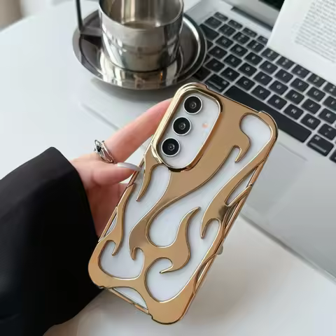 for Samsung Galaxy S25 S24 S23 S22 Ultra A55 A54 A16 A15 A14 A06 5G Case 3D Flame Pattern Hollow Pro