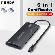 RUNDY Type-C 6-in-1 card reader USB C high speed adapter, all in one 6 in 1 Mini card reader for CF 