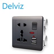 Delviz(international brand)(UK/EU/US socket) universal wall power socket 13A with switch control USB
