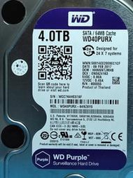 WD 紫標 WD40PURX-64NZ6Y0 4TB 3.5吋 6Gb/s 無壞軌無異聲 良品