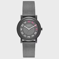 DKNY 摩登熠光時尚腕錶-灰x桃x皮帶