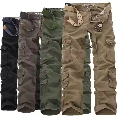 Mens Cargo Pants Cotton Tactical Pants Jogger Straight Trousers Many Pocket Outdoor New Combat Male 