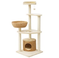 全城熱賣 - 貓爬架貓窩貓樹一體（籐編爬架）【尺寸：49*49*125cm】