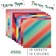 250gsm 305*305mm Multi Colors Glitter Paper Gradient Iridescent Craft Glitter Cardstock Paper For De