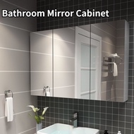(High Quality) Bathroom Mirror Cabinet Toilet Mirror Cabinet Set Stainless Steel Hanging Mirror Dressing Storage With Shelf Vanity Cabinet Bathroom