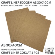 (A3) CRAFT LINER CARTON KONSTRUK Paper 500 gsm Thick Model Material - Brown 500gr 0.5mm A3 30cm x 40