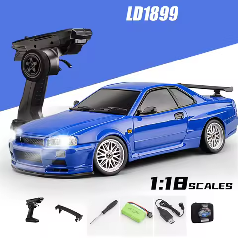 LDRC 1899/A99 RTR 1/18 2.4G RWD RC Car Drift GTR R34 Gyro LED Light On-Road Full Proportional Alloy 