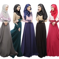Muslimah Long Sleeve Fashion Dress Baju Jubah Baju Raya Kurung Labuh Panjang Wanita