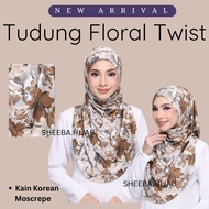 TUDUNG TWIST FLORAL INSTANT SIZE S DAN M TUDUNG BAWAL TUDUNG RUFFLE TUDUNG BAWAL PRINTED TUDUNG BAWA