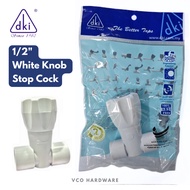 DKI 1/2" White Knob Stop Cock /PVC Plastic Stop Valve / Stopkok Plastik