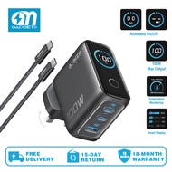 Anker New B121B (100W) 3-Port GaN&Ultra-Compact Wall Adapter Smart Display and Touch Control For Mac