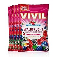 VIVIL Forest Fruit with 8 Vitamins, 5 Bags, Multivitamin Sweets with Forest Fruit Flavour, Sugar-Free &amp; Vegan, 5 x 120 g