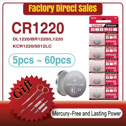 5-60PCS 3V CR1220 Lithium Button Battery BR1220 LM1220 DL1220 CR 1220 L04 5012LC Coin Cell Watch Bat