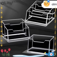 OLINI 1Pcs Business Card Box,  Transparent 1/2/3 Grids Bussiness Card Holder, Display Stand Acrylic 
