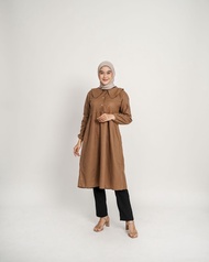 Lieza Long Tunik Atasan Polos Katun Linen Rami Atasan Linen Wanita