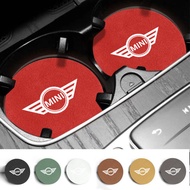 2pcs Suede Car Coaster Mat Water Cup Slot Non-Slip Drinks Pad For BMW Mini Cooper One S JCW F55 F56 