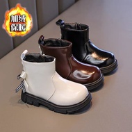Fur-lined Boots for Girls from 3 Years Old, Girls' Boots, Short Boots for Children, Shiny Leather Bo