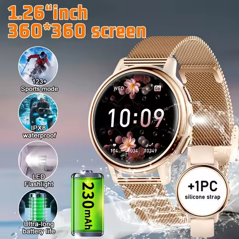 2026 Women Smartwatch,1.26" HD Display ,Wireless Calling, Voice Assistant,123+ Sports Modes Fitness 