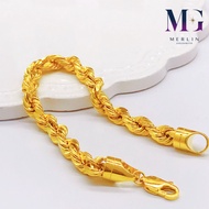 Merlin Goldsmith 22K 916 Gold (6.8mm) Diamond Cut Hollow Rope Bracelet