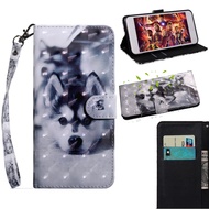 Ready to ship 3D Painting Pattern Coloured Drawing Horizontal Flip TPU + PU Leather Case with Holder