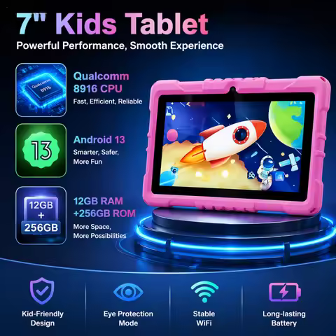 Android 13 Kids WIFI Tablet 7inch IPS Display Long Lasting Battery Preloaded Education Apps Children