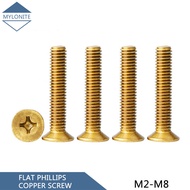 M2 M2.5 M3 M4 Brass Flat Head Cross Recessed Machine Screw Countersunk Plastic Phillips Head Metric Bolts White Length 4mm-40mm