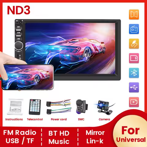 2 Din 7018B Universal Autoradio Stereo Multimedia MP5 Player Support Mirror Lin-k AUX input for Lada