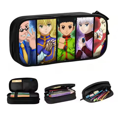 Korean Hunter Leorio Kurapika Gon Killua Hisoka Pencil Case for Boys Girls Large Storage Pen Box Bag