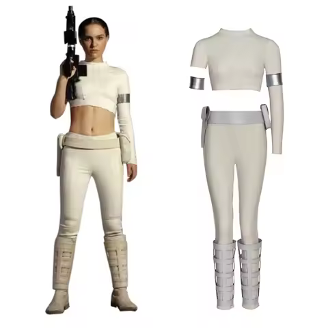 2025 New Padme Amidala Cosplay Costume Women White Tops Pant Suit Classic Princess Leia Halloween Ca