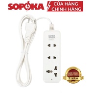 Ổ cắm liền dây Sopoka 3 lỗ lõi sứ chống cháy siêu chịu tải 2200W (3C2)