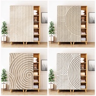 Silent Style Cabinet Covering Curtain Wardrobe Door Curtain Dust Curtain Punch-free Slide Rail Bookcase Shelf Covering Ugly Cloth Curtain